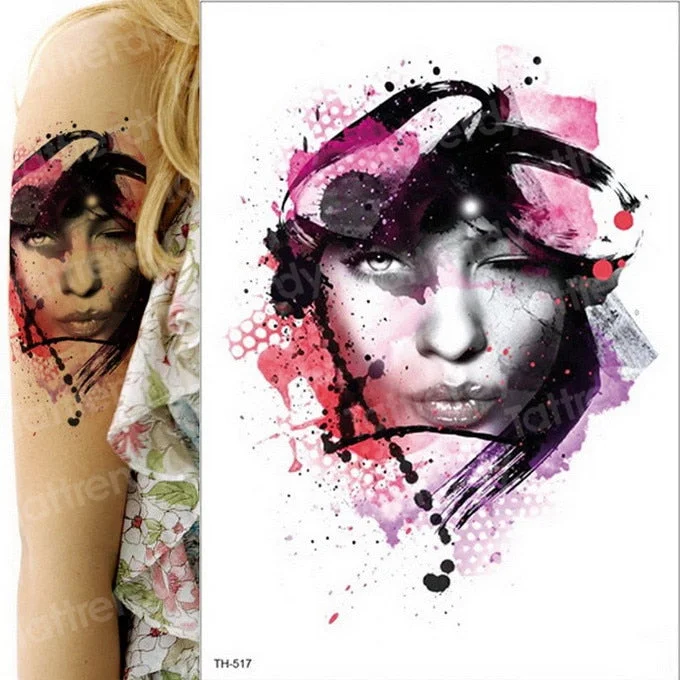 temporary tattoo & body art tattoo sticker arm sleeve tattoo waterproof fake tatoo men women death skull halloween face tattoo