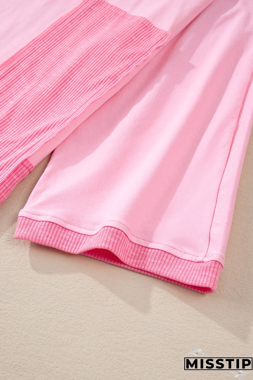 Bonbon Oversized Patched High Low Bracelet Sleeve Plus Size T Shirt