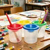 Spill Proof Paint Cups with Colored Lids Paint Brush Cleaner Cup Reusable for Artist Watercolor Painting Art Crafts Supplies (40Pcs Four Colors)
