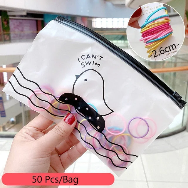 50/100/200 Pcs/Bag Children Cute Candy Random Solid Elastic Hair Bands Girls Lovely Srunchies Rubber Bands Kid Hair Accessories