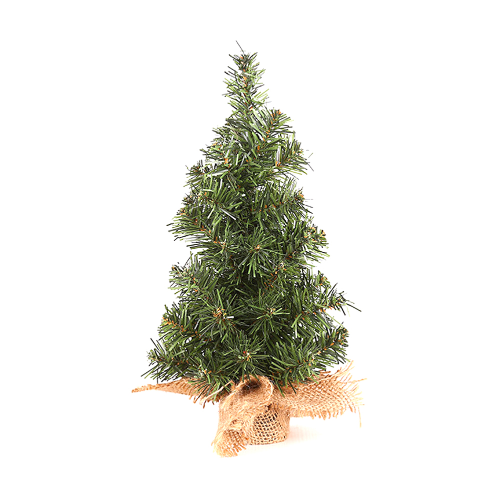 Mini Christmas Tree with Burlap Base Small Artificial Trees for Miniature Scenes
