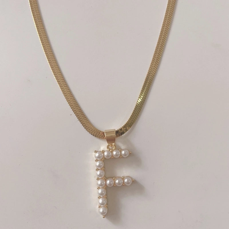 Elegant Luxurious Classic Style Letter Copper 14k Gold Plated Artificial Pearls Pendant Necklace In Bulk