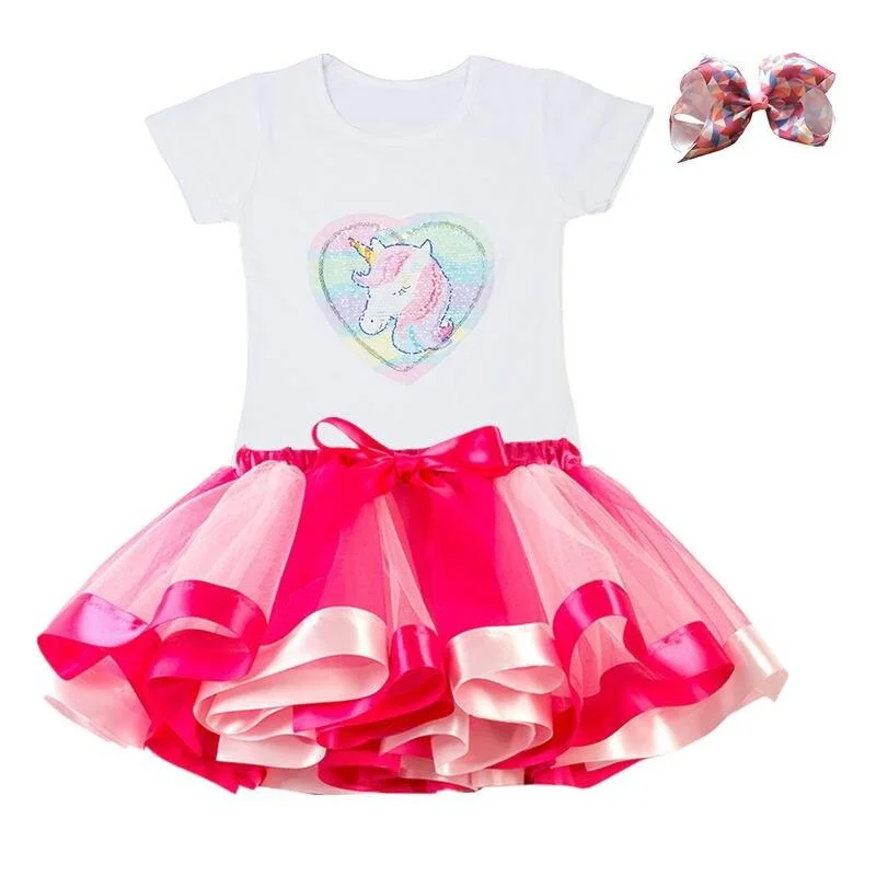Unicorn Clothing Sets Baby Girls Clothes 2021 Summer Princess Party Unicorn Colorful tutu Dress Kids Birthday Ball Gown Dresses