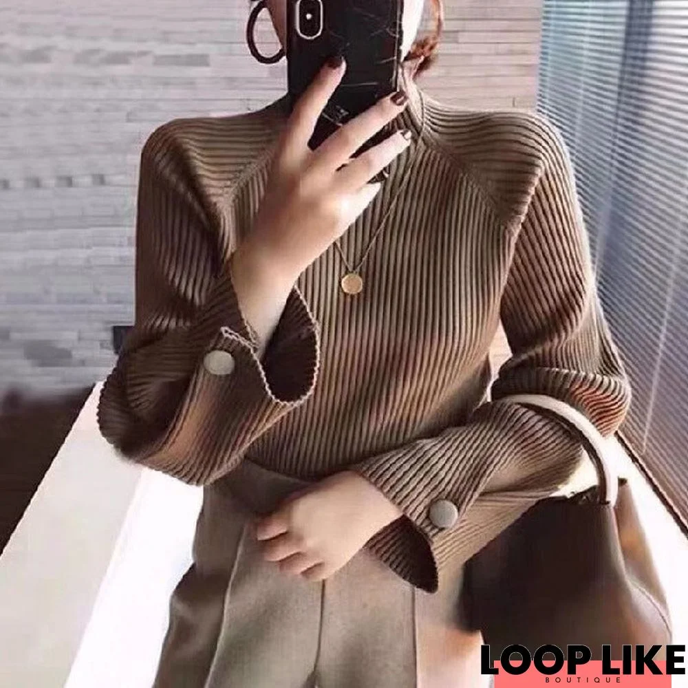 Half High Collar Loose Knit with Top Inside