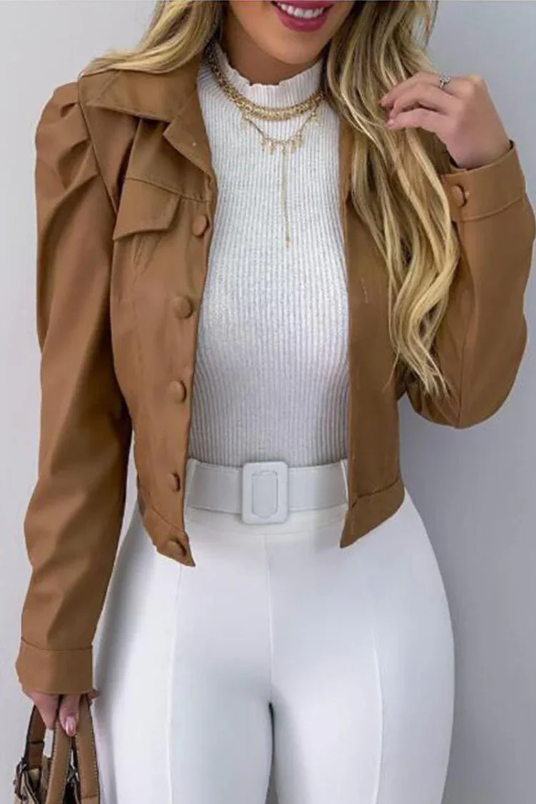 Fashion Street Solid Patchwork Turndown Collar Outerwear(6 Colors)