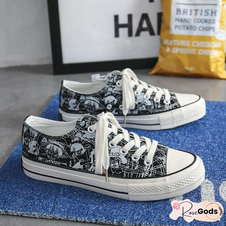 Men's Versatile Couples Spring Graffiti Canvas Shoes
