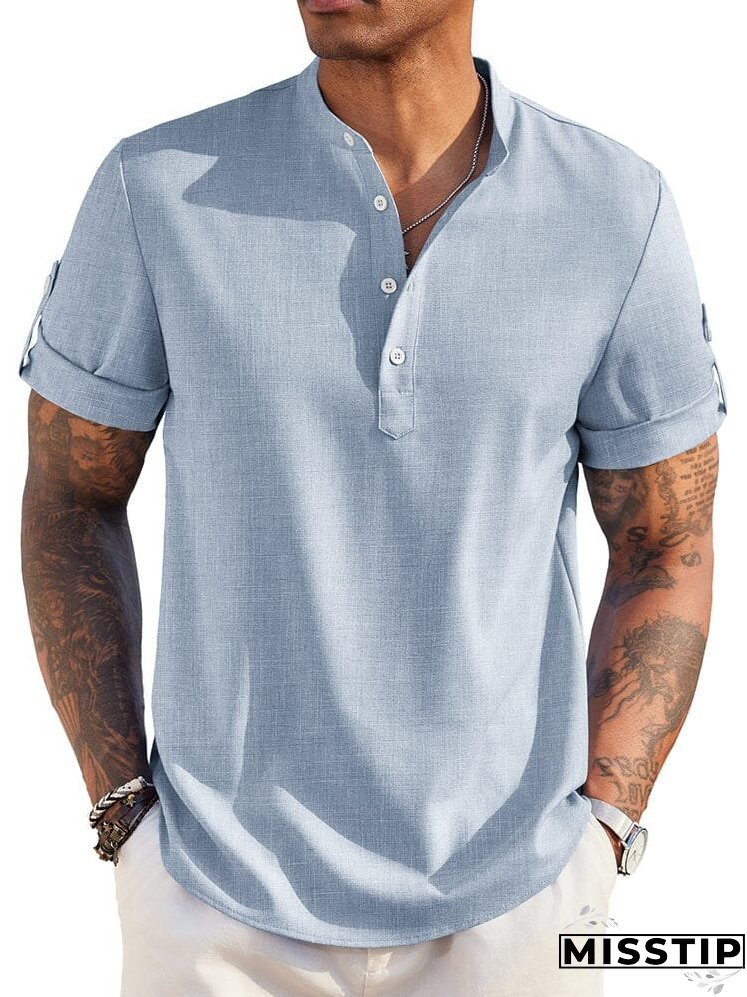 Summer Essential Leinen-Henley-Hemd (nur USA)