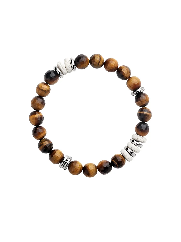 Original trendy brand stacking design with tiger eye stone bracelet to give male girlfriend accessories, niche personality, and cool style