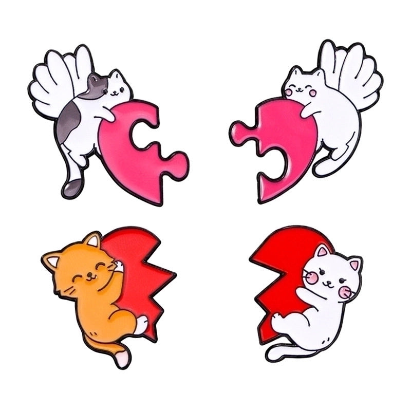 Cartoon Style Cute Minimalist Heart Shape Cat Alloy Enamel Plating Unisex Brooches Collar Pin