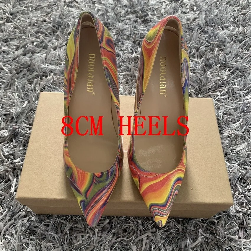 Luxury snake women shoes girls sexy high heels printed multi colors stilettos 12cm party wedding shoes