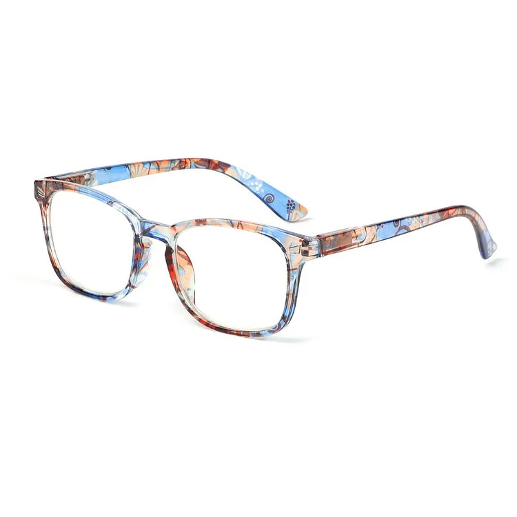 Anti-blue Light Reading Glasses Square Frame Women Men Lightweight Presbyopic Floral Printed Eyewear Glasses +1.0~4.0