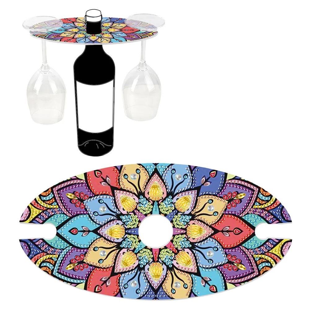 DIY Mandala Art Special Shape Acrylic Diamond Art Wine Bottle Holder for Bar