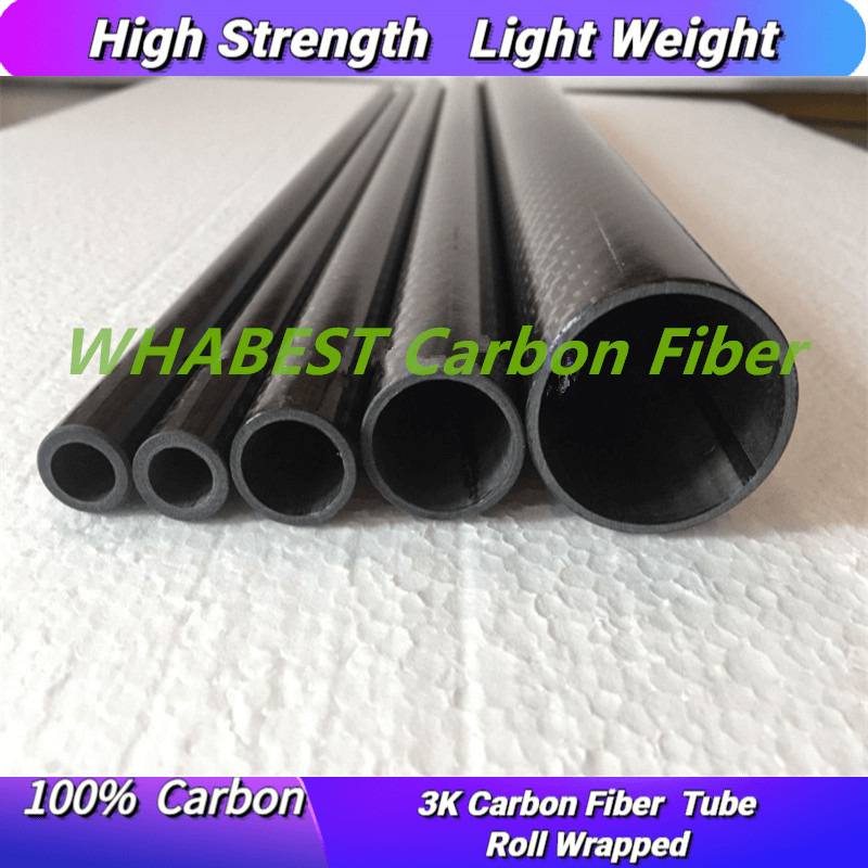 OD 40mm X ID 34mm 35mm 36mm 37mm 38mm X 1000mm/1200mm 100% Roll Wrapped 3K Carbon Fiber Tube 40*34 40*35 40*36 40*37 40*38  Glossy