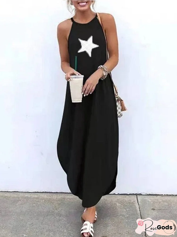 Boho Printed Sleeveless Halter Weaving Dress