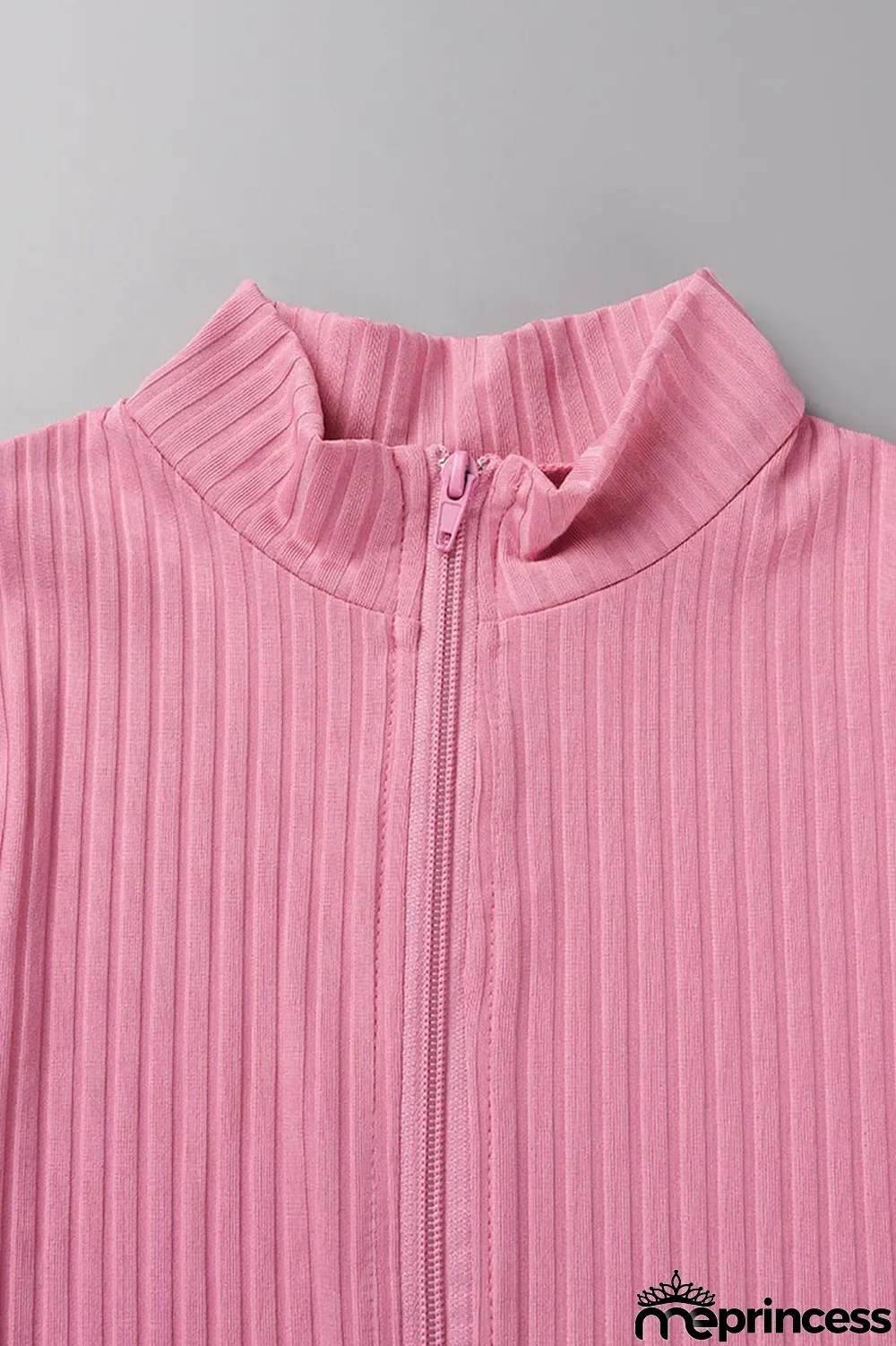 Pink Casual Solid Patchwork Zipper Collar Skinny Jumpsuits