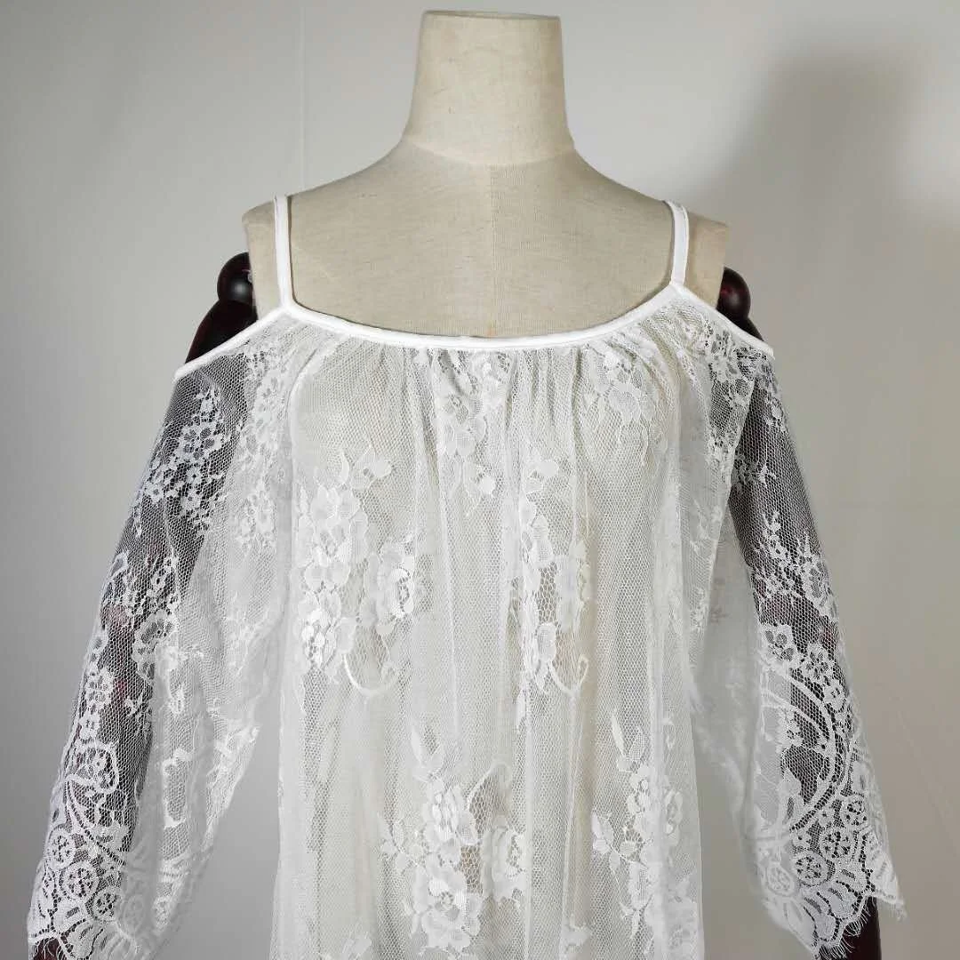 Uveng Uveng Women's Senders Sunscreen Open Shoulder Beach Sexy Lace Dress Mask Beach Sunscreen