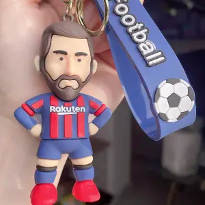 Football Messi Doll Keychain Pendant  Red striped jersey mysite
