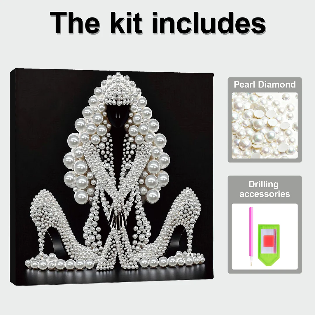 Elegant Lady - DIY Pearl Diamond Art Kit With Frame 30*30cm