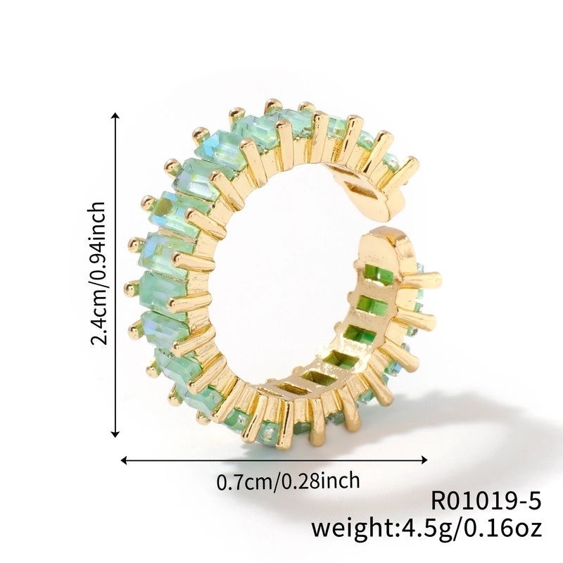 Copper K Gold Plated Rhodium Plated Inlay Round Zircon Open Rings