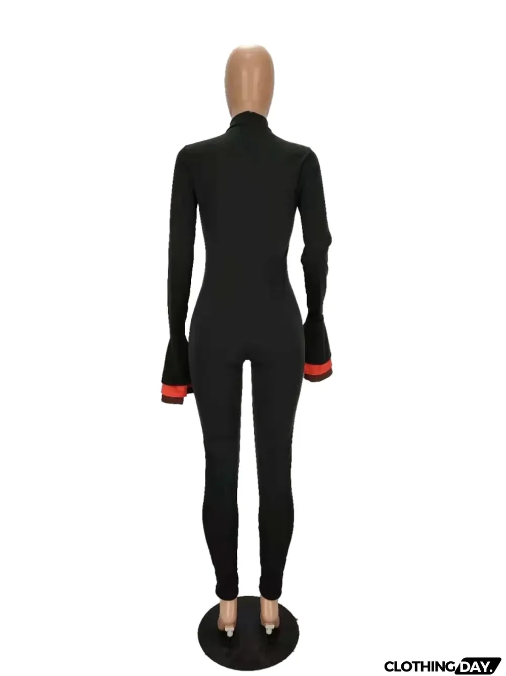 Women Spring Black Long Sleeves Basic Jumpsuit