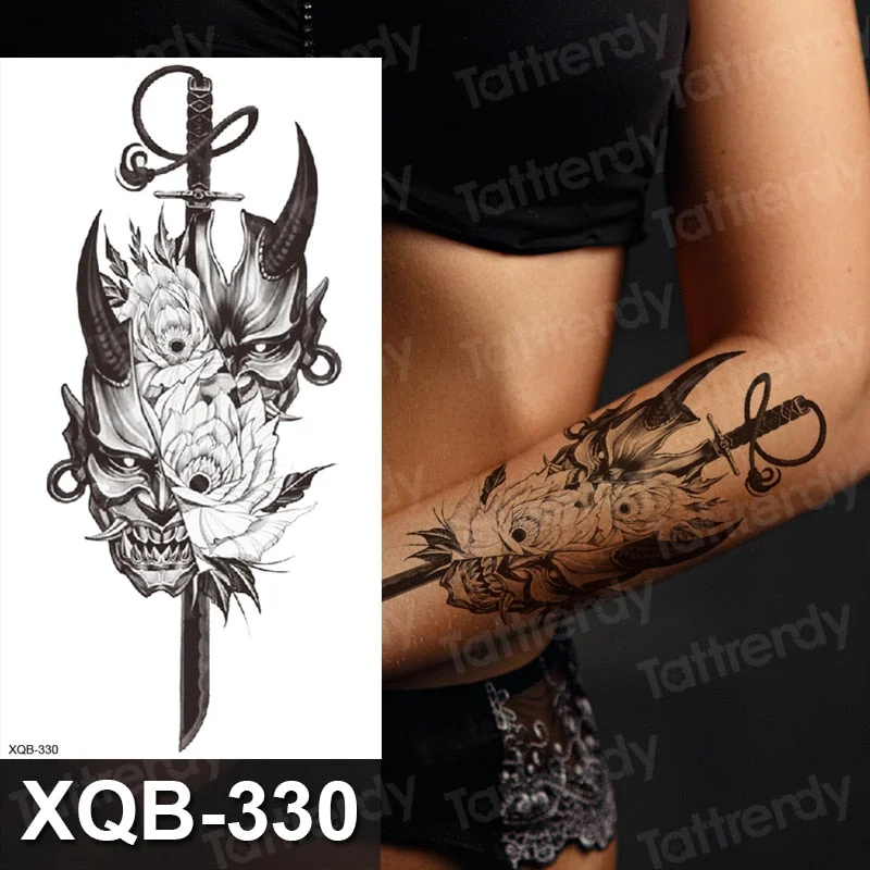 temporary tattoo flower snake dragon anime sexy body art stickers black lion skull tattoo sleeve for women men boys sexy decal