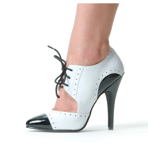 Black and White Oxford Heels Cut out Lace up Vintage Shoes |FSJ Shoes