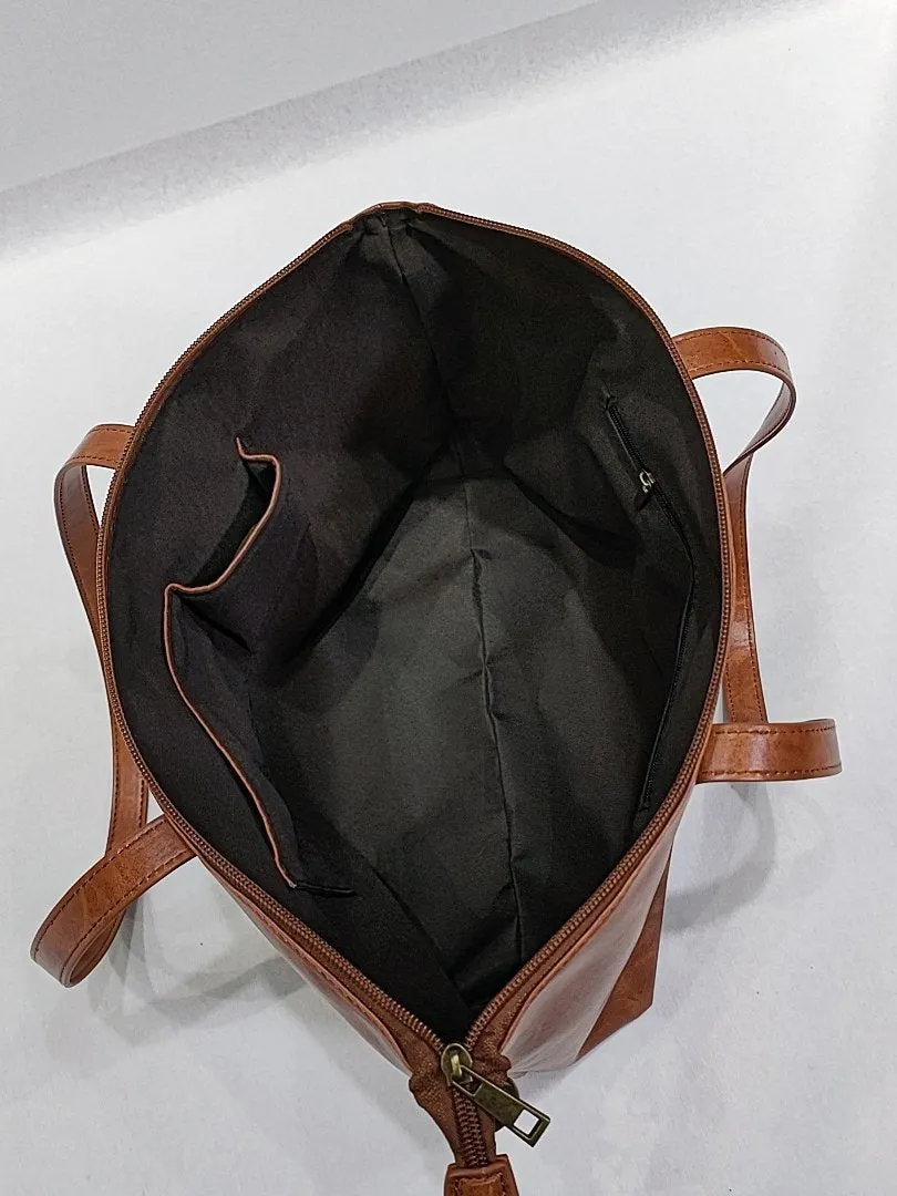 European and American vintage oil wax leather large capacity tote bag