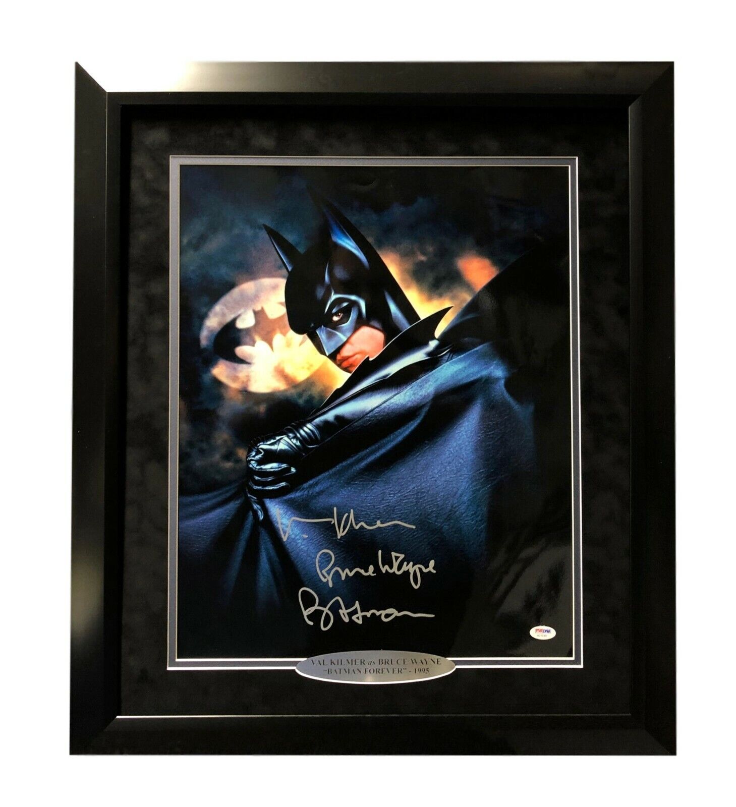 Val Kilmer Signed Framed Batman 16x20 Inscribed Bruce Wayne PSA/DNA COA Forever