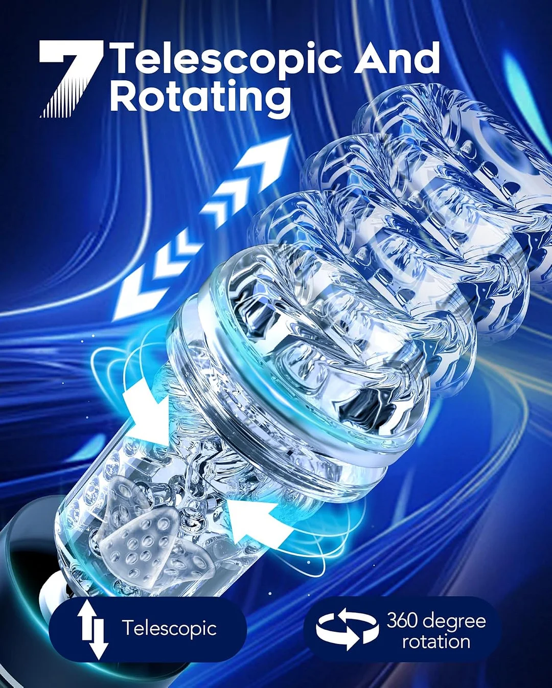 Waterproof Male Stroker Penis Pump With 7 Thrusting Rotating Vibrating Sucking Licking Modes