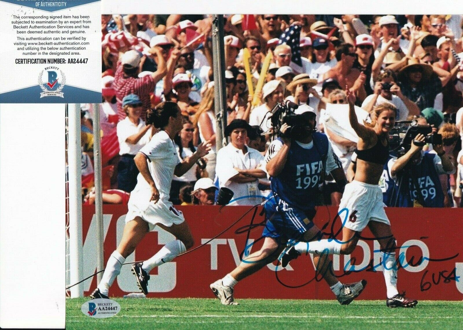 BRANDI CHASTAIN signed (TEAM USA) WOMEN'S SOCCER 8X10 Photo Poster painting BECKETT BAS AA24447