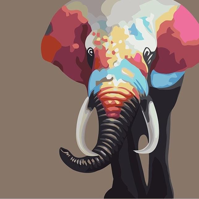

Colorful Elephant – Paint By Numbers - 40*50CM, 501 Original