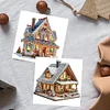 (US Only)6PCS DIY Diamond Art Greeting Cards Xmas House Congratulations Thank You Cards