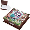 Wooden DIY Owl Diamond Painting Kit Note Box with 160 Papers for Office Desk