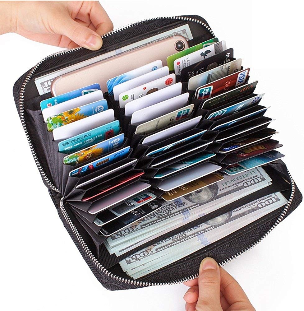 Credit Card Wallet Leather RFID Wallet for Women, Huge Storage Capacity