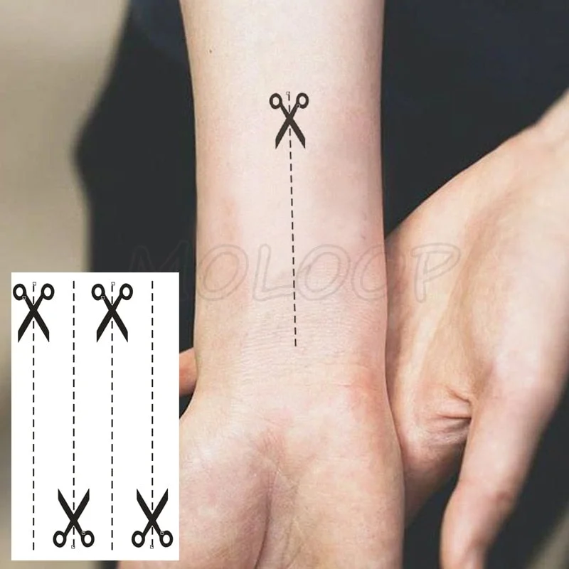 Water Transfer Tattoo Sexy Black Letter Lifeline Tattoo Body Art Waterproof Temporary Fake Flash Tattoo for Man Woman 10.5*6cm