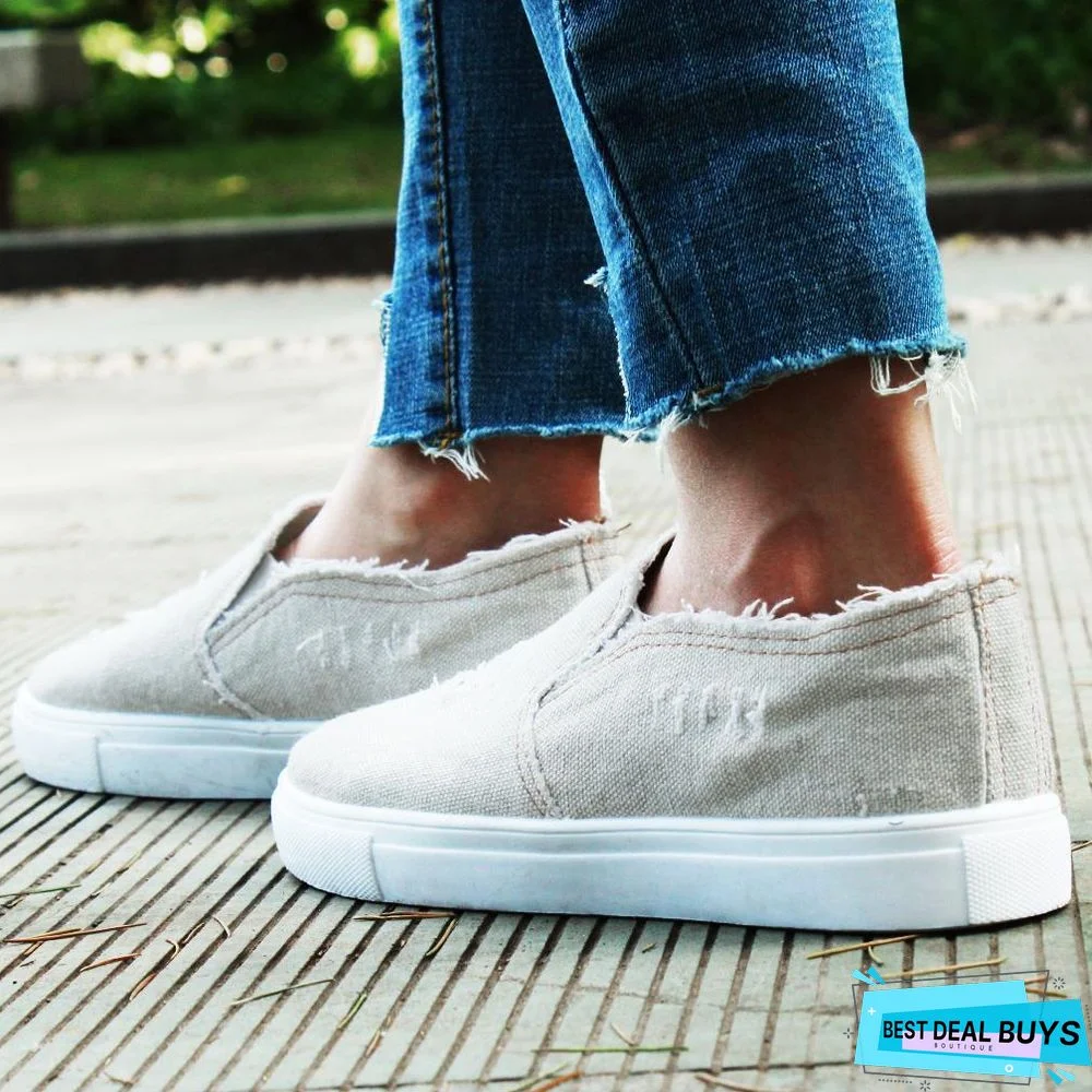 Women Denim Canvas Casual Platform Breathable Footwear Classic Loafers A Pedal Lazy Sneakers Shoes