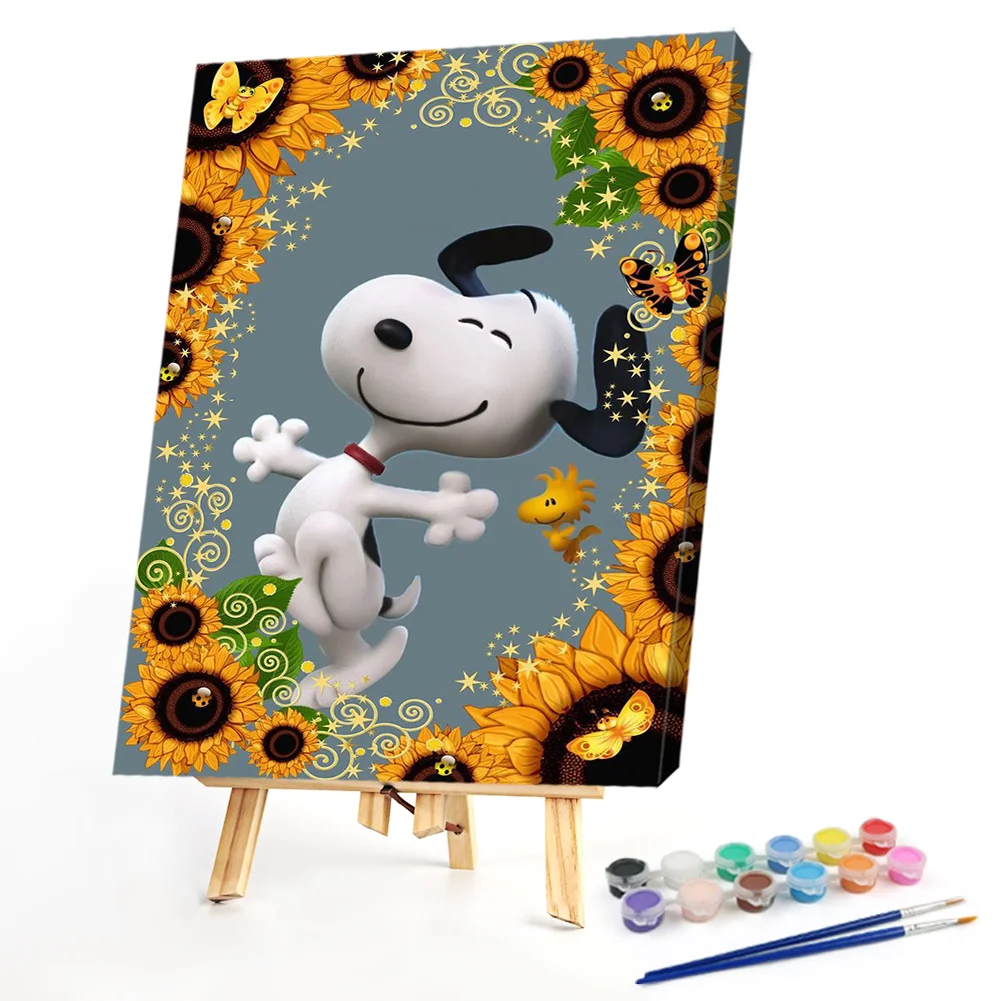 Sunflower Cartoon Dog - Paint By Numbers(40*50CM)