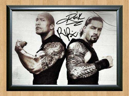 The Rock & Roman Reigns  Signed Autographed Photo Poster painting Poster Print Memorabilia A4 Size