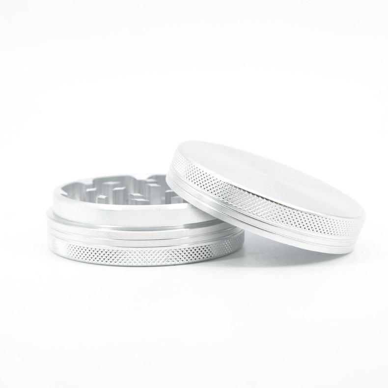 63MM 2 Piece Aluminum Alloy Diamond Flat Pattern Herb Grinder-Silver Color