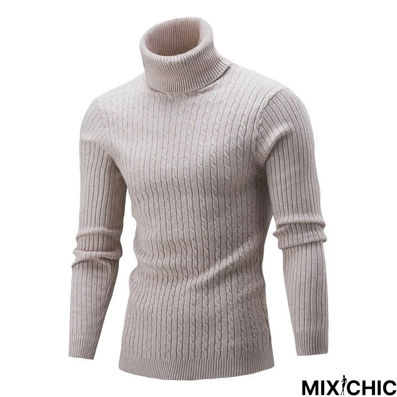 Twist Bottomed Sweater High Neck Sweater Male