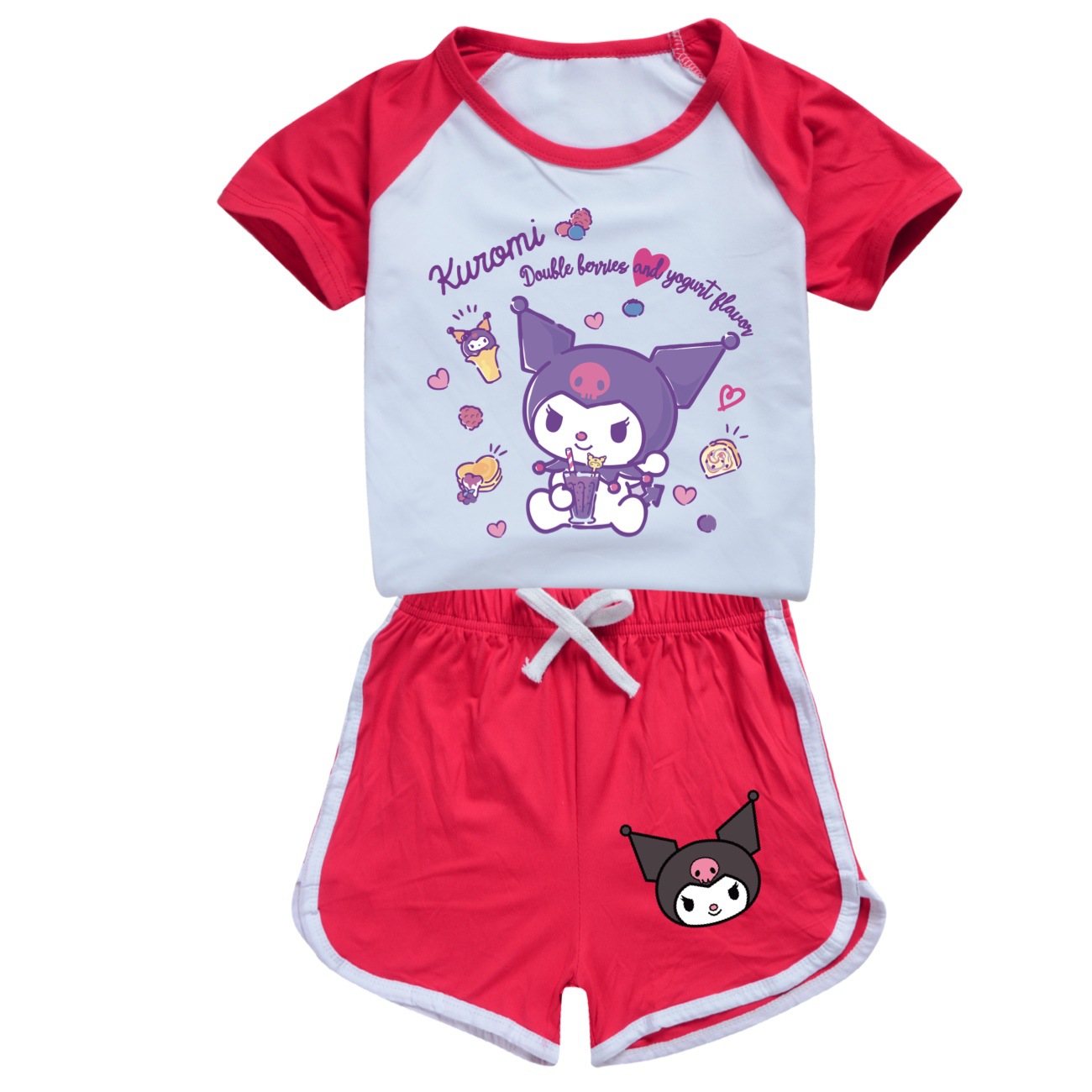 Kuromi Kids' 100-170 Short Sleeve T-Shirt and Shorts Sport Set for Boys and Girls - Stylish and Fun -Mayoulove