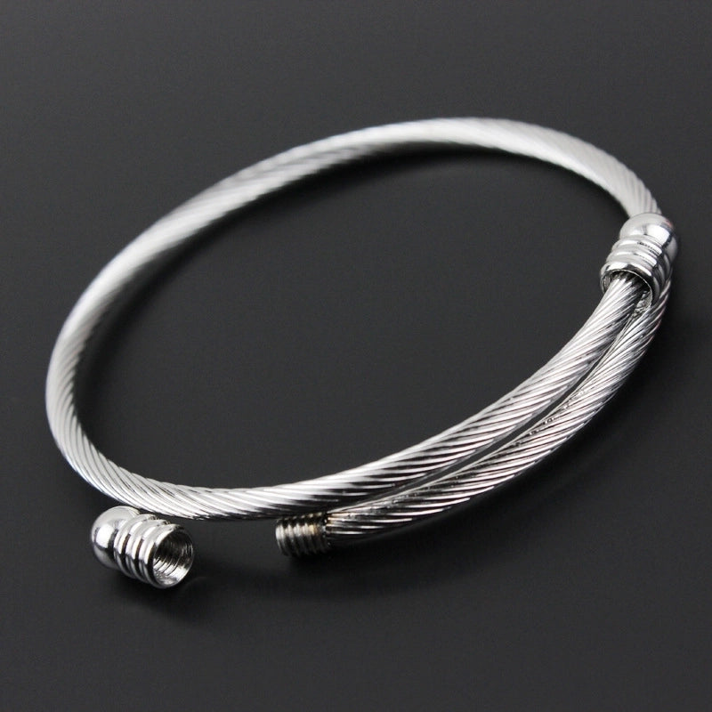 Casual Minimalist Solid Color 304 Stainless Steel Bangle In Bulk