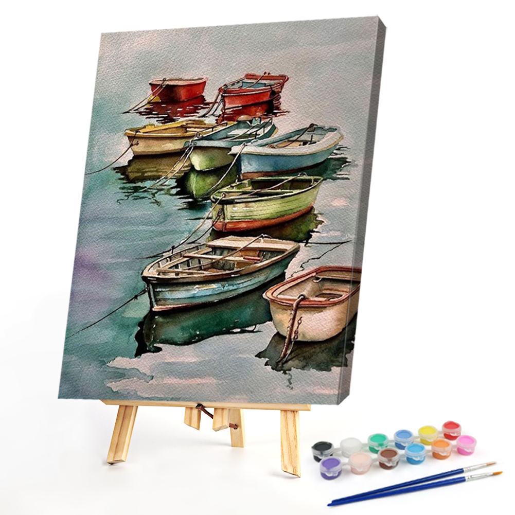

40*50CM - Paint By Numbers - Colorful Boats, 501 Original