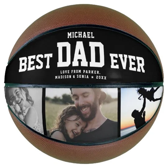 BEST DAD EVER Cool Trendy Unique Photo Collage Basketball Personalized Father’s Day Gifts 2022 Best Father's Day Gift
