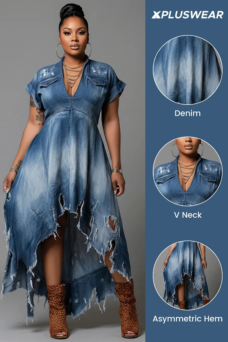 plus size ripped denim dress Plus Size Denim Dresses | Everyday Low Prices