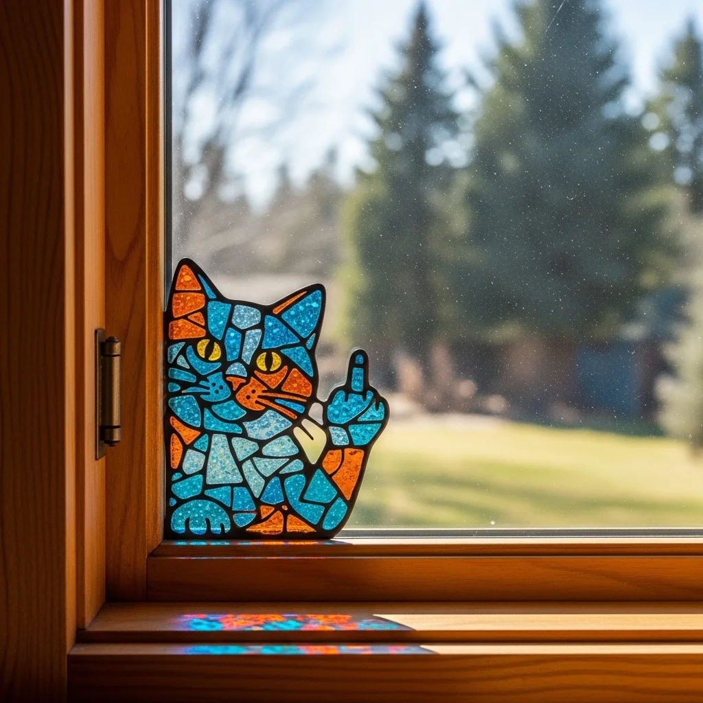 Funny Middle Finger Animal Window Corner Decor