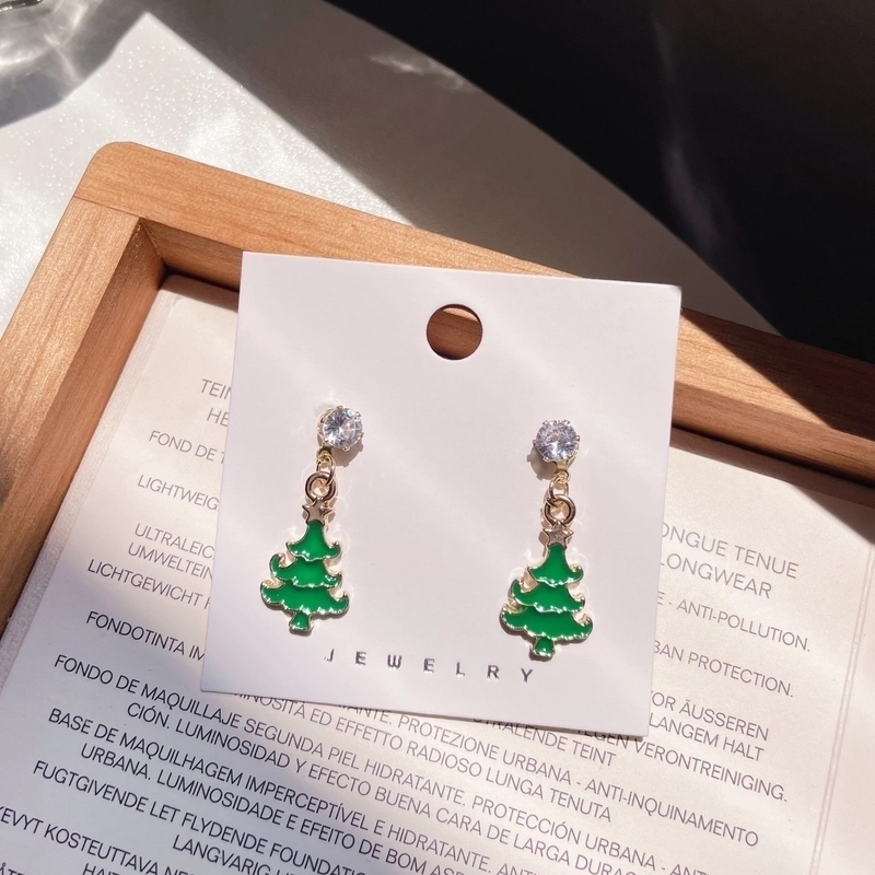 Christmas Earrings Cartoon Cute Santa Elk Earrings Sterling Silver Needle Sweet Girl Earrings