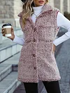 Vibrant Sleeveless Teddy Vest - Soft, Casual, Button-Front, Solid-Colored, Versatile, and Chic Women's Clothing for Everyday Wear