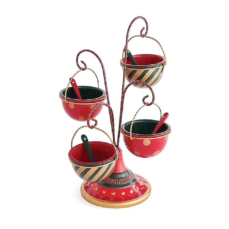 4 Pcs New Be Merry Snack Bowl Stand | AvasHome