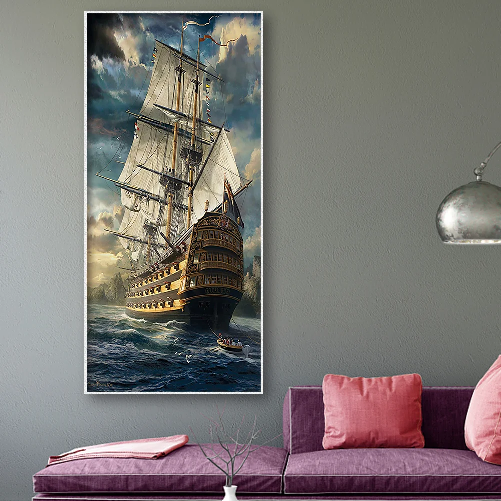 Diamond Painting - Full Round Drill - Sea Sailboat(40*80cm)